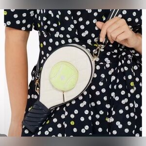 Kate Spade LIMITED EDITION Grand Slam 3D Tennis Raquet Crossbody Parchment